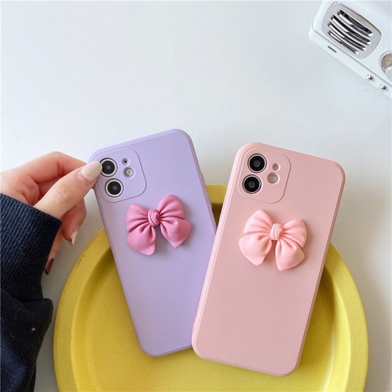 NEW Cute 3D Bowknot Simple Phone Case for IPHONE 12 11 pro max X XR XS MAX 5 5S 6 6S 7 8 12MINI plus cover