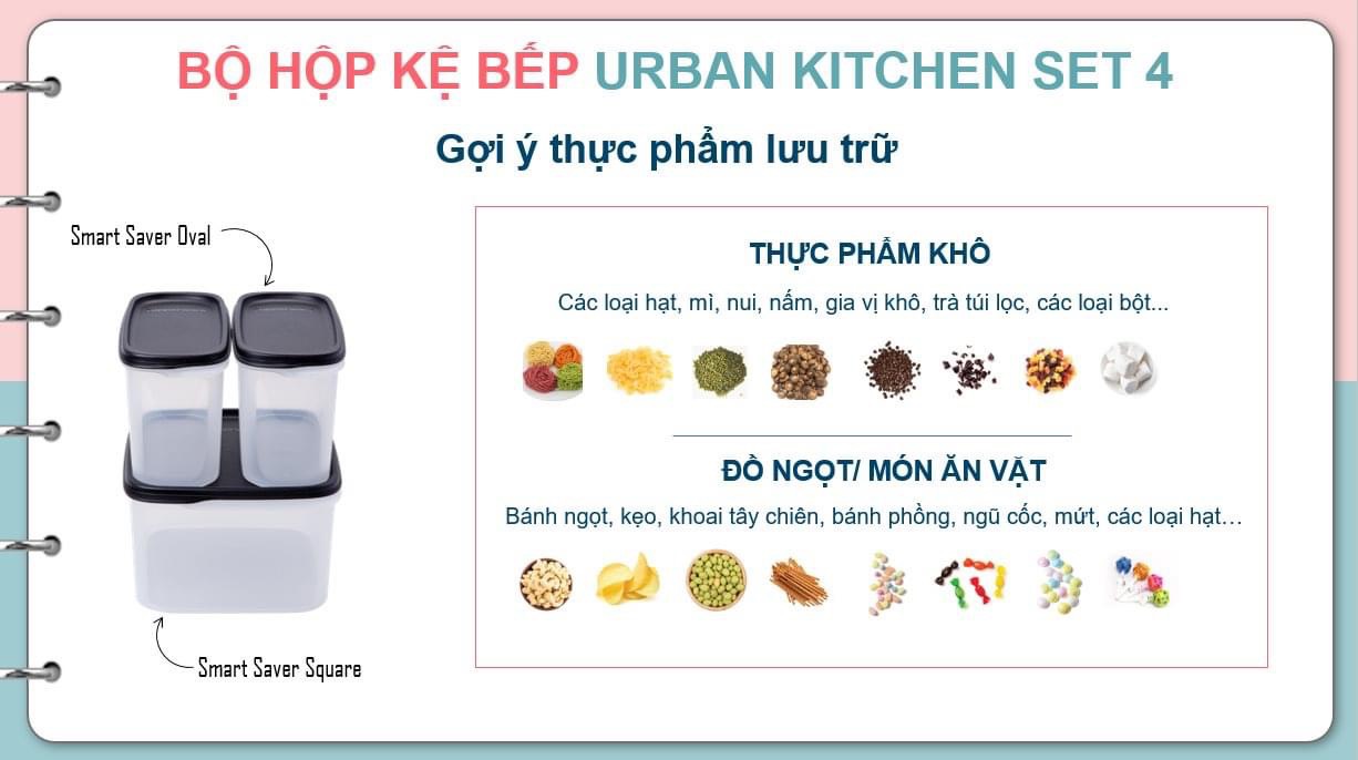 Bộ hộp kệ bếp Tupperware Urban Kitchen (set 4)