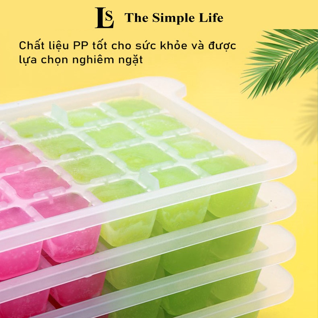 Khay làm đá, khuôn làm đá, làm kem tủ lạnh 72 viên chống mùi cao cấp + tặng kèm xẻng xúc đá [CHÍNH HÃNG]