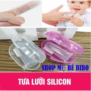 Rơ lưỡi XỎ NGÓN silicon, bàn chải đánh răng cho bé, có hộp đựng giữ vệ sinh