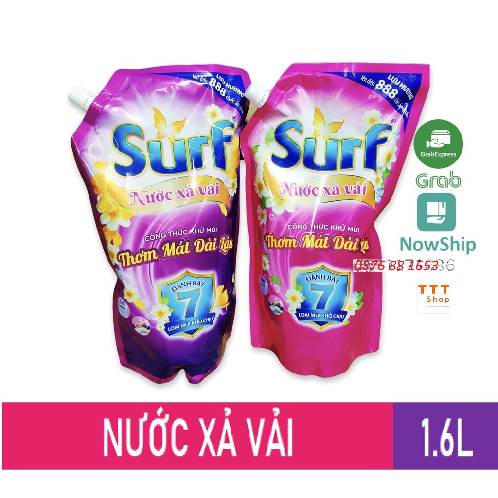 [Hoả Tốc] Nước Xả Vải SURF 1.6 lít túi cao cấp có vòi gồm 2 mùi hoa lan tỏa và hoa lôi cuốn