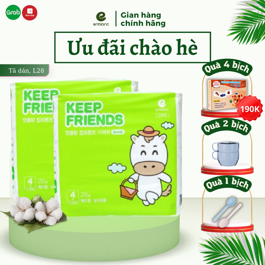 Combo 2 Tã Bỉm Dán ENBLANC KEEP FRIENDS Size L28 Nội Địa Hàn Quốc Siêu Thoáng Mát, Thấm Hút