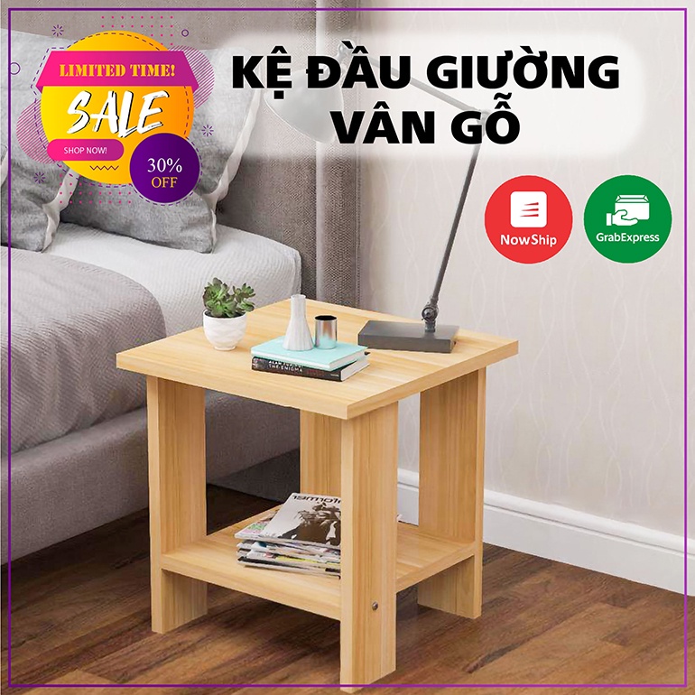 Kệ đầu giường gỗ, Tủ đầu giường 2 tầng Mặt gỗ