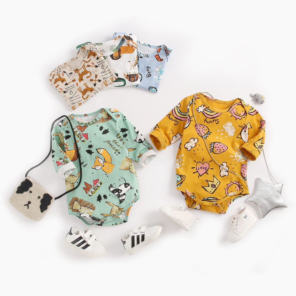 Sanlutoz Áo Liền Quần Dài Tay Chất Liệu Cotton In Hình One Piece Dành Cho Trẻ Nhỏ