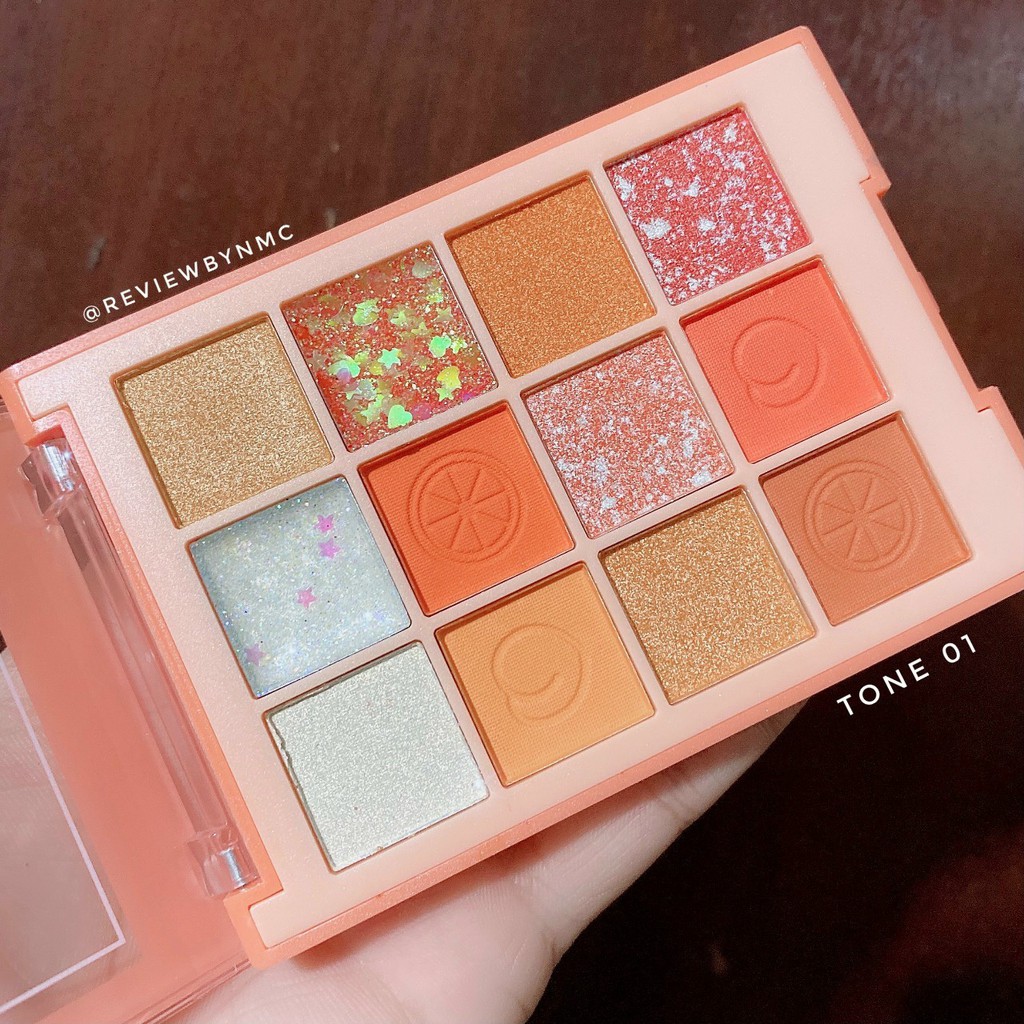 Phấn mắt iMan Sweet Peach kèm nhủ kim tuyến 12 ô