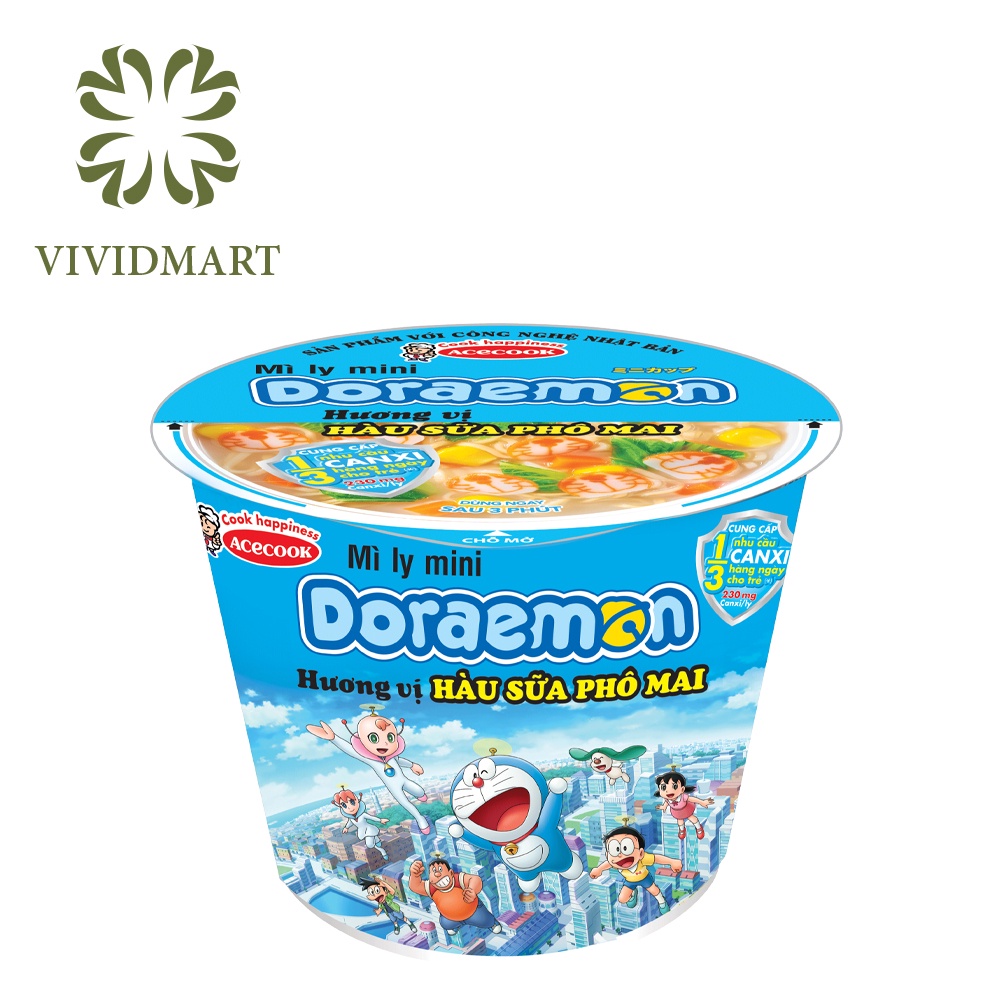 MÌ LY MINI DORAEMON 2 VỊ: HẢI SẢN VÀ HÀU SỮA PHOMAI – LY 48GR – DOREMON / DOREAMON - ACECOOK