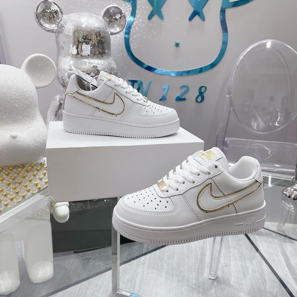 Giày thể thao AF1 Metallic gold Trắng Vệt Gold nam nữ hot trend 2022 tôn dáng hàng FullBoxBill