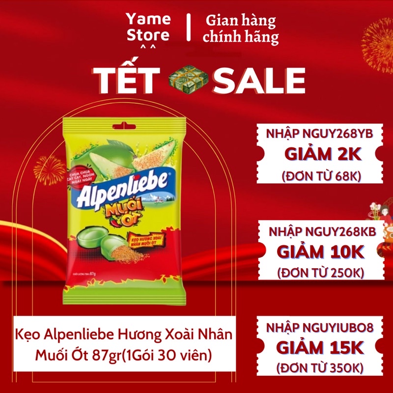 Combo 3 Gói Kẹo Alpenliebe Hương Xoài Nhân Muối Ớt (1Gói 30 viên)
