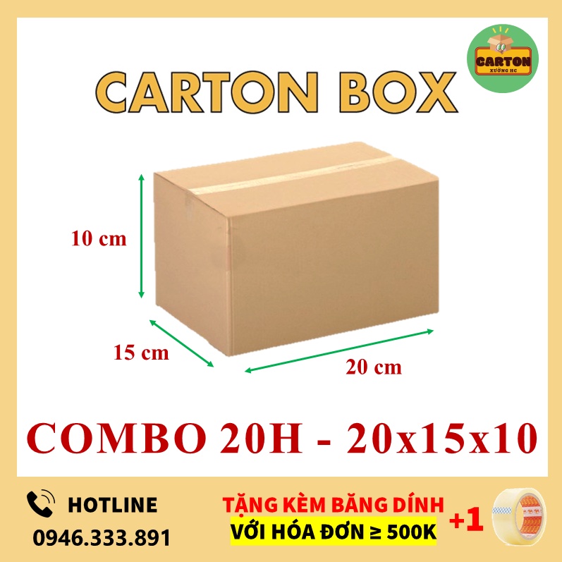 [SỈ/LẺ] (20x15x10) COMBO 20 Hộp Carton Giá Rẻ, Thùng Carton Đóng Hàng chỉ từ 599đ/h