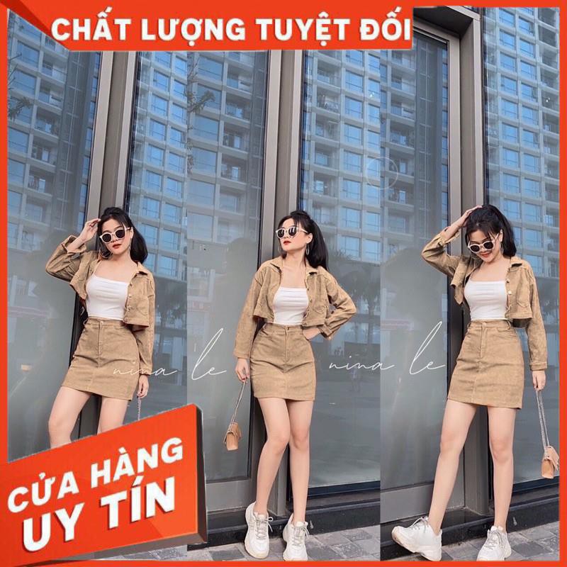 Set khoác chân váy A kaki cực xinh hàng có size | BigBuy360 - bigbuy360.vn