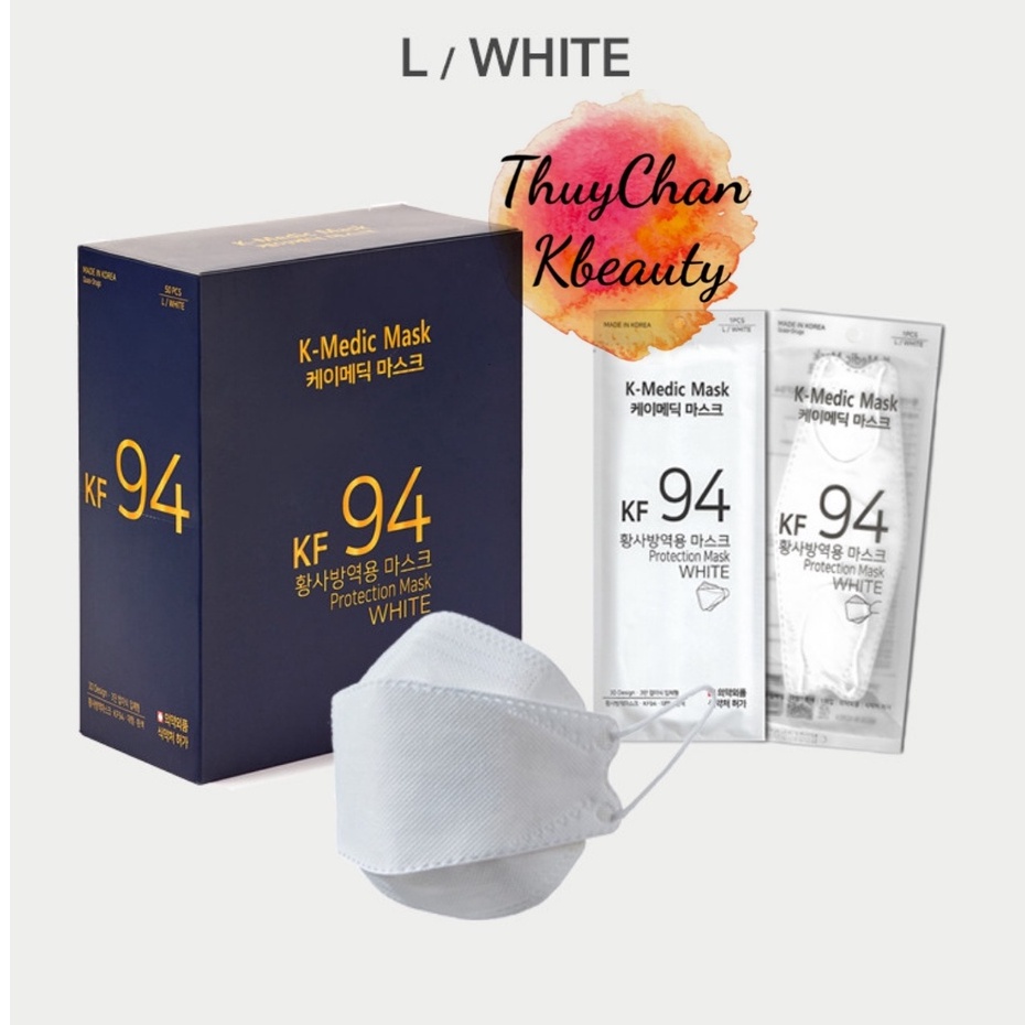 (KMedic-KF94Mask) Khẩu trang kháng khuẩn KF94 Face Mask M-Medic màu trắng