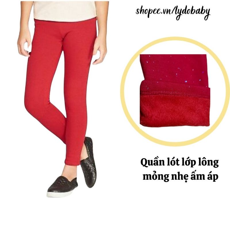 Quần legging bé gái lót lông hàng hiệu xuất dư sơ sinh 1 tuổi - size đại ( 7kg - 55kg ) mùa thu đông