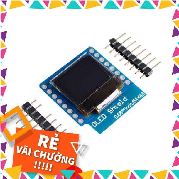 Mô đun hiển thị màn hình LCD 0.66inch cho WEMOS D1 MINI ESP32 AVR STM32 64x48 0.66" IIC I2C OLED tiện dụng