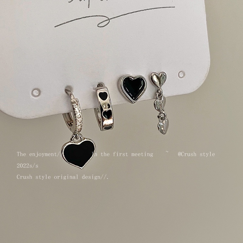 Bộ 4 Khuyên Tai Hợp Kim Đính Đá Nhiều Kiểu Dáng Thời Trang