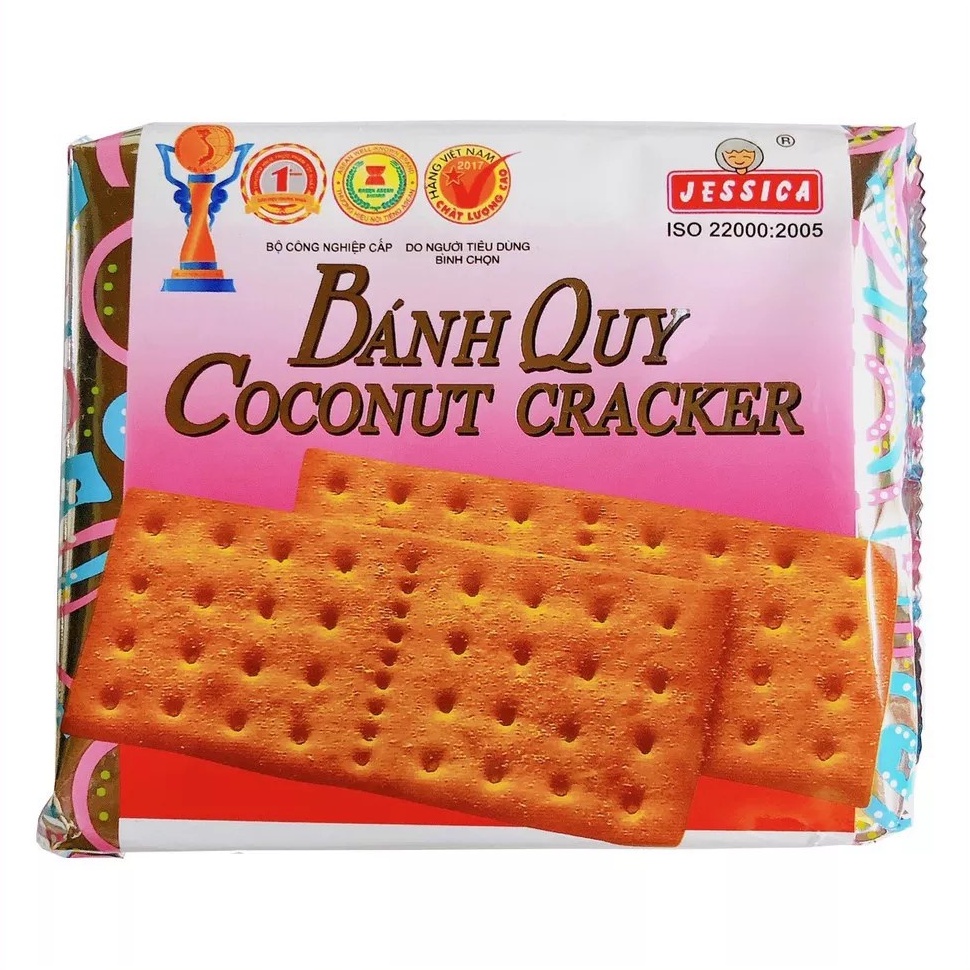 Bánh Quy Coconut Cracker Jessica Bạc Vuông (Gói 178g)