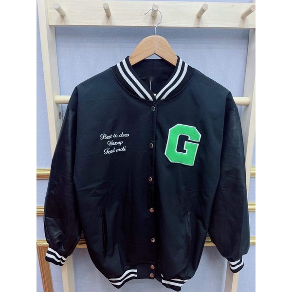 Áo bomber nỉ cotton chữ G xanh HSU1 | BigBuy360 - bigbuy360.vn