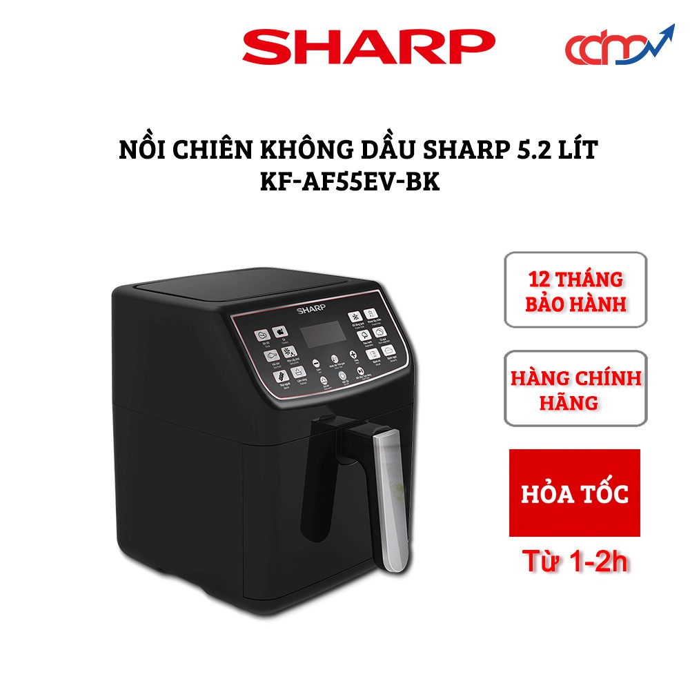 [Mã ELHADEV giảm 4% đơn 300K] Nồi chiên không dầu Sharp KF-AF55EV-BK 5.2 lít - Hàng chính hãng - Thiết kế sang trọng