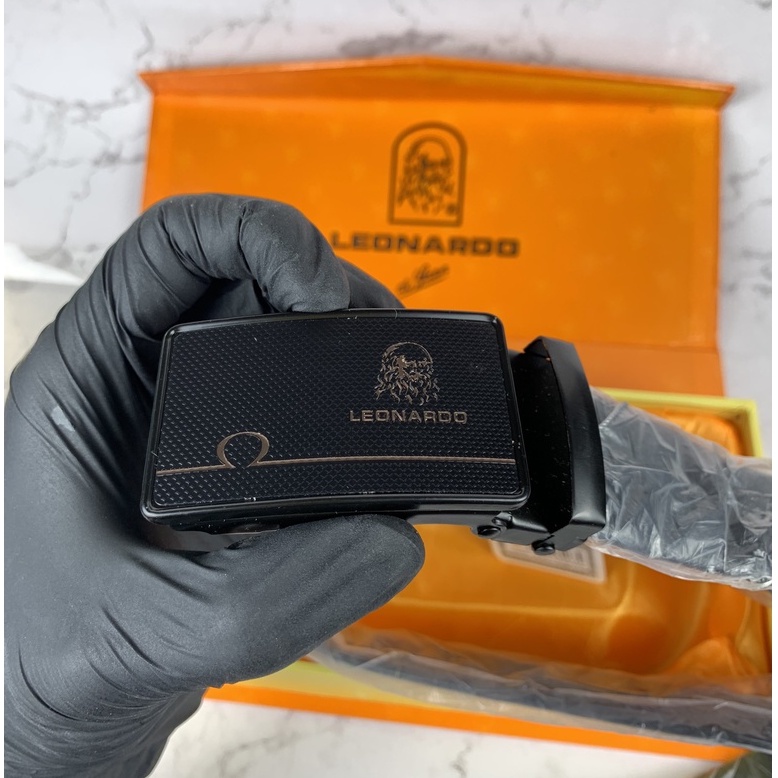 Thắt Lưng Nam Leonardo Chính Hãng Da PU Đen Mềm Mại, Khóa Tự Động Đầu Hợp Kim Cao Cấp Không Gỉ - Kèm