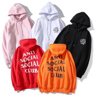 |Áo Hoodie phối nhung in chữ Anti Social Club ASSC cá tính cho nam và nữ