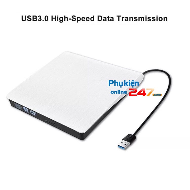 Ổ đọc ghi đĩa CD DVD rời gắn ngoài qua cổng USB 3.0 cho laptop, PC, máy Mác