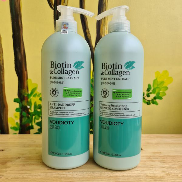 Cặp Dầu Gội Xả Biotin Collagen Xanh giảm gàu 100ml