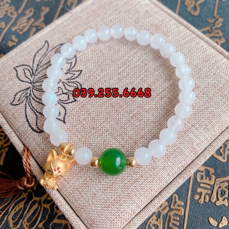 Vòng Tay Đá Mix Charm Tiểu Hồ Ly - Tặng Kèm Hộp Gấm