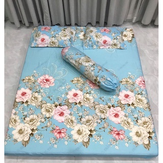 Bộ ga gối kèm vỏ gối ômset 4 món-mẫu hoa trà xanh