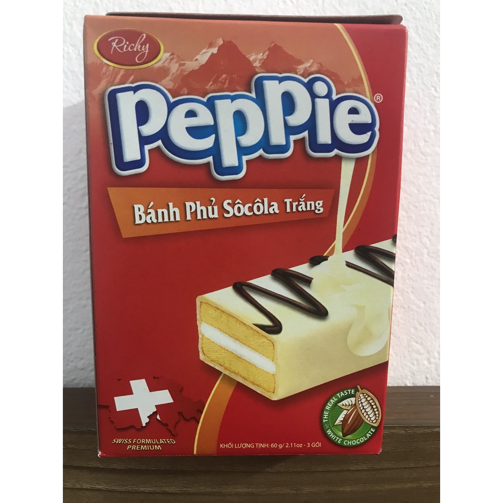 Bánh peppie phủ socola trắng 1 hộp 3 chiếc