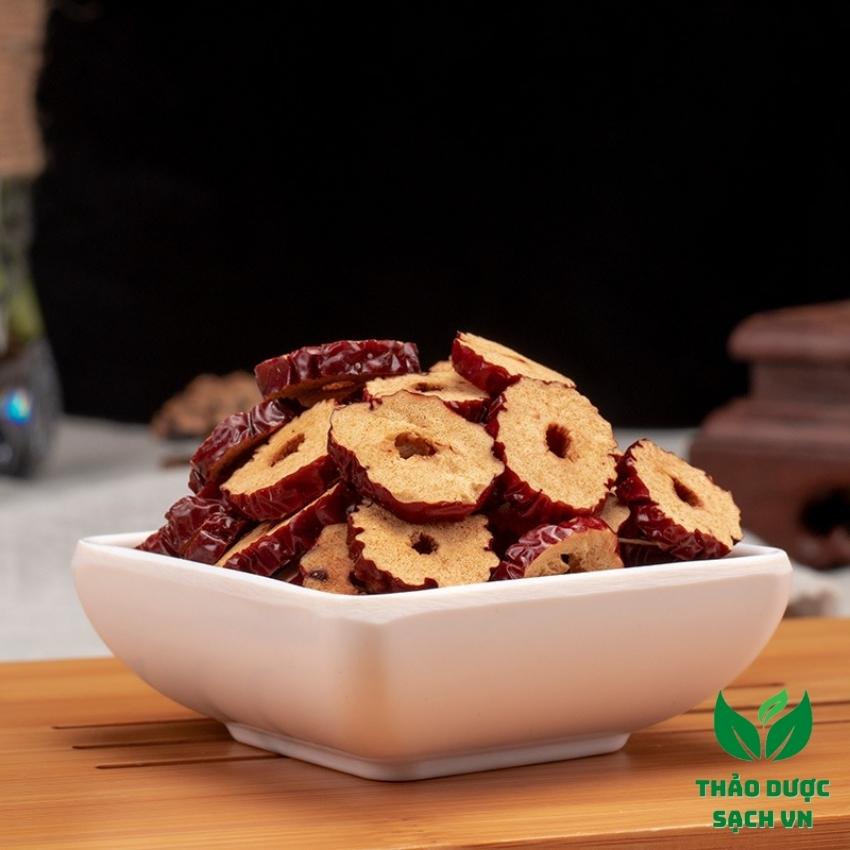 {Có hút chân không ) Táo đỏ thái lát sấy khô thơm ngon ngọt 500g thảo dược sạchVN