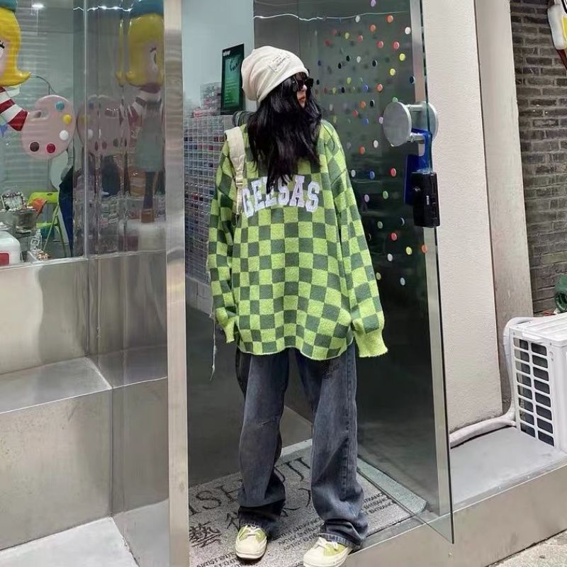 (ORDER) Áo len nữ ulzzang họa tiết kẻ caro bàn cờ hot trend kiểu Hàn Quốc có size hot Douyin Tik Tok (ảnh thật) | BigBuy360 - bigbuy360.vn