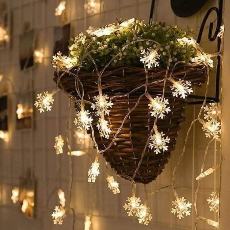 Đèn Nháy Trang Trí Hình Bông Tuyết, dây đèn trang trí Decor Phòng