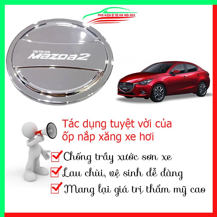 Ốp nắp xăng Mazda 2 2015-2023 mạ crom bảo vệ chống trầy trang trí ô tô