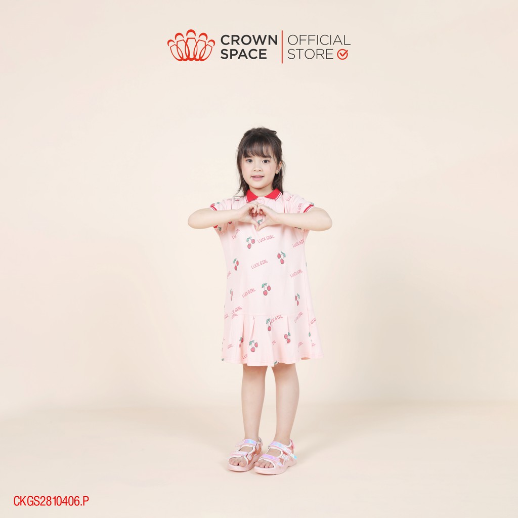 Váy đầm hồng Cherry cho bé gái chính hãng Crown Space CKGS2810406.P
