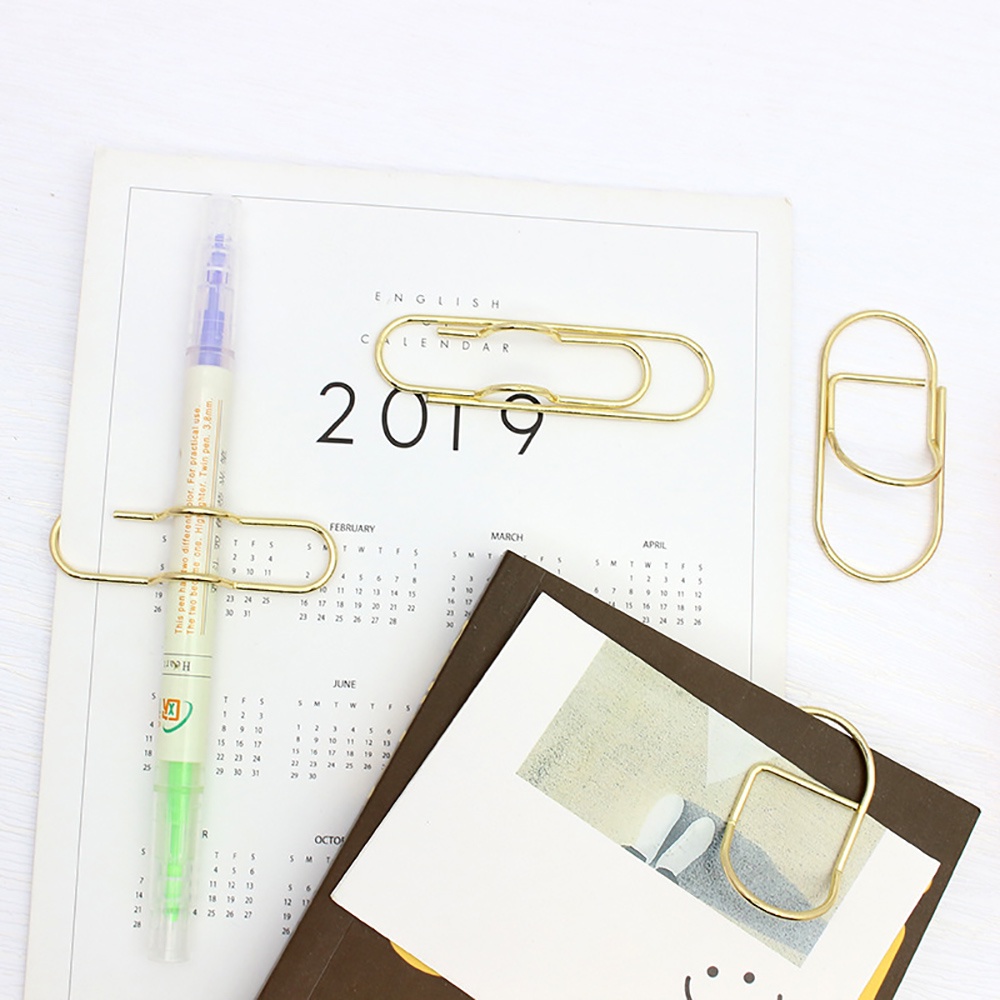 Set 10 Kẹp Giữ Bút / Giấy Ghi Chú Bằng Kim Loại Màu Vàng Kim Đa Ứng Dụng