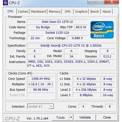 [Mã 254ELSALE giảm 7% đơn 300K] CPU Intel Xeon E3 1270 v2 (3.50GHz Up to 3.90Ghz, 4 Nhân 8 Luồng, LGA1155)