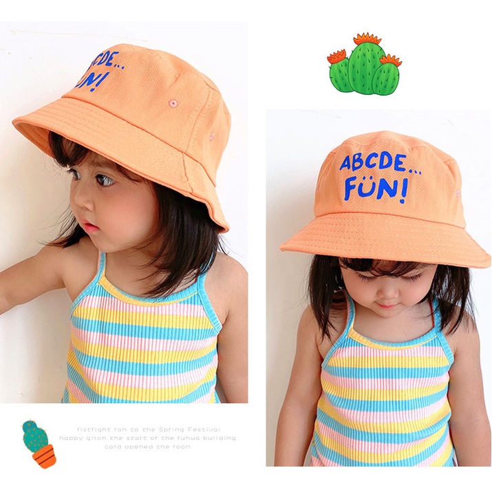 Mũ vành cho bé trai bé gái DINOKING Nón Bucket trẻ em rộng vành phong cách Hàn Quốc mùa hè 2022 dày dặn 1 - 8 tuổi MU05