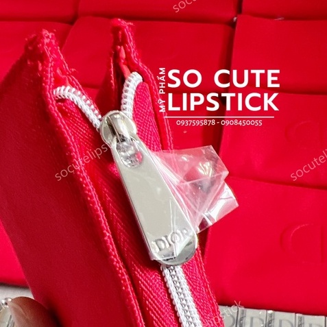 Túi Vải Đựng Mỹ Phẩm Diior Đỏ 21x3x13