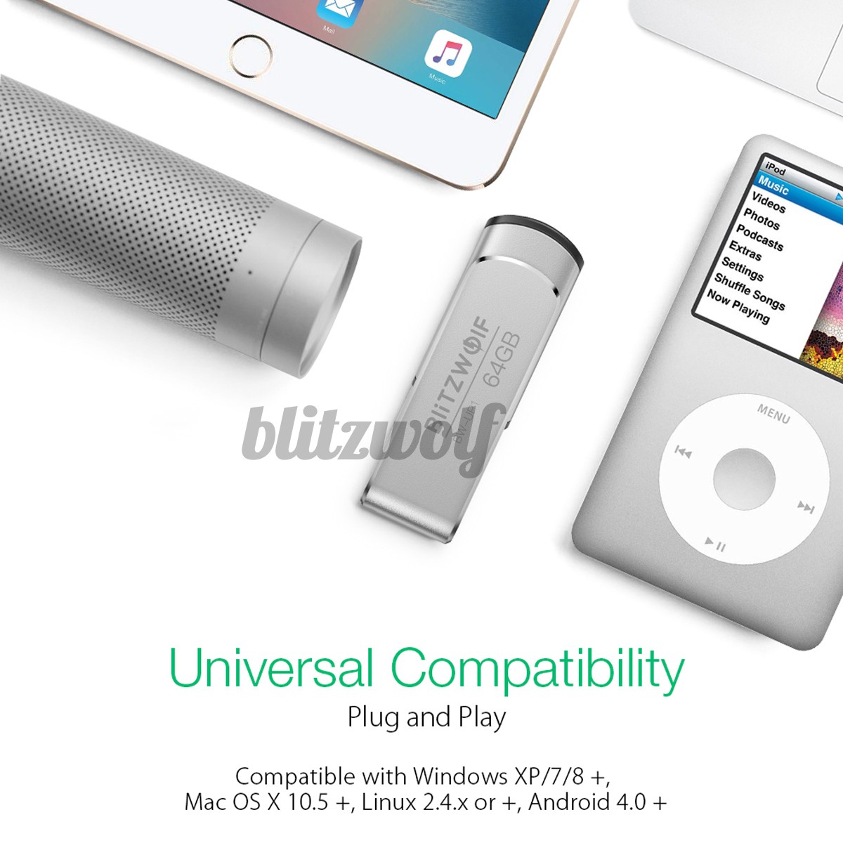 BlitzWolf® BW-UP1 USB 3.0 Flash Drive Aluminium Alloy Pendrive 360° Rotating Cover Thumb Drive U Disk