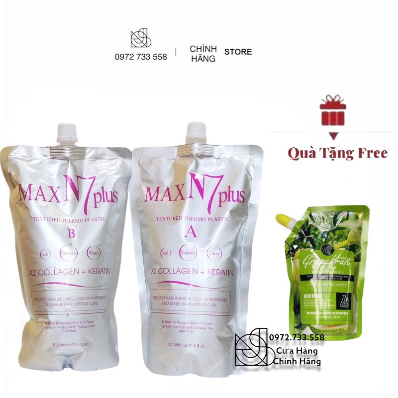 Cặp Uốn ép Tóc Max N7 Plus Collagen Keratin 1000ml * 2
