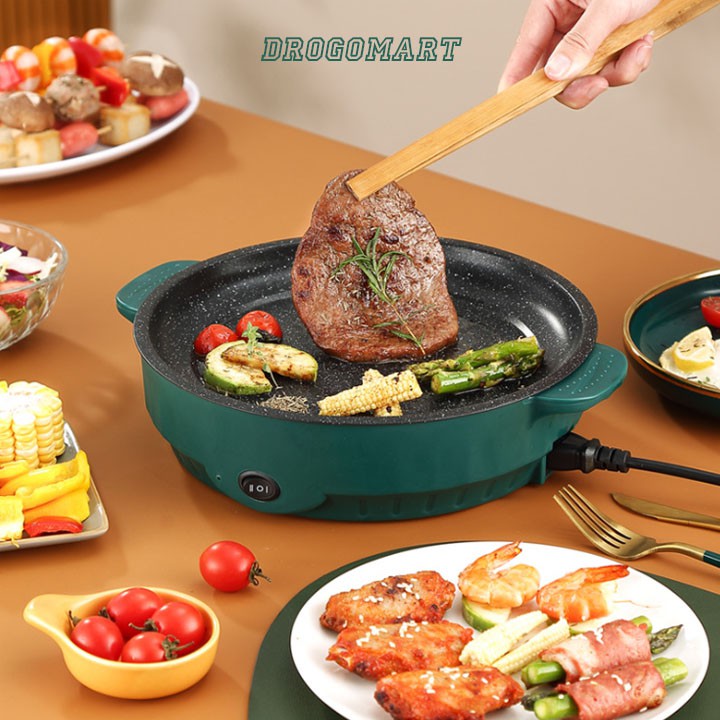 Chảo Nướng Điện Mini Đa Năng, Bếp Nướng Điện Chống Dính, Nướng Thịt BBQ Hàn Quốc