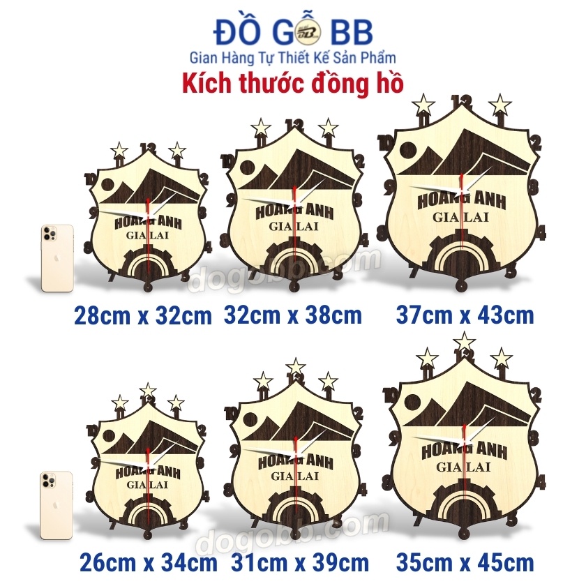 Đồng hồ bóng đá Việt Nam  logo HAGL HOÀNG ANH GIA LAI gỗ làm quà tặng sinh nhật nam bạn trai chồng - Đồ Gỗ BB