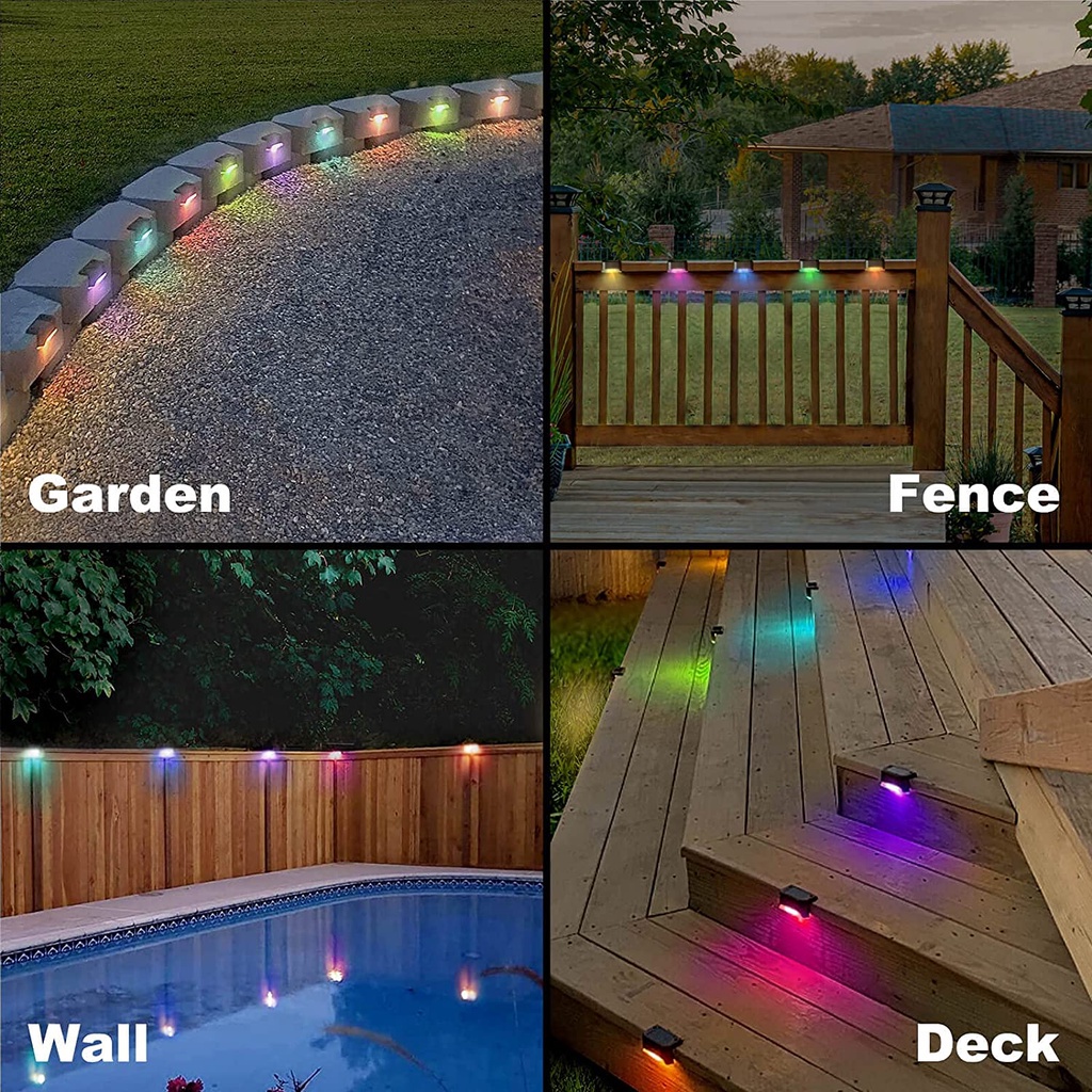 Đèn Led RGB năng lượng mặt trời chống thấm nước trang trí cầu thang ngoài trời