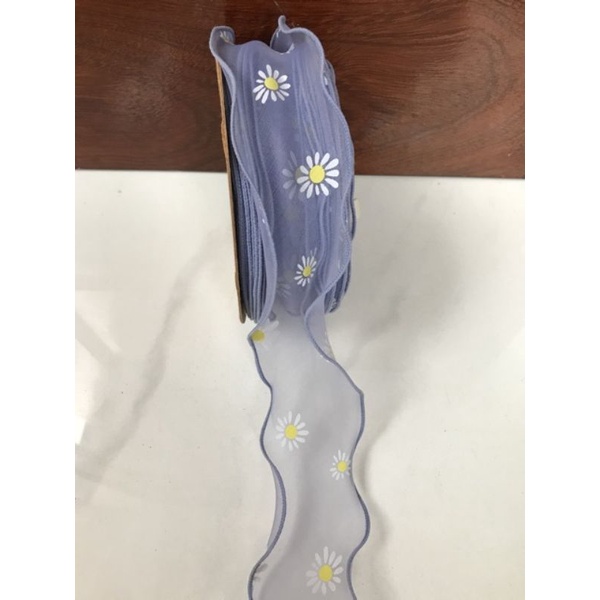 Ruy băng voan hoa cúc cao cấp làm sản phẩm handmade