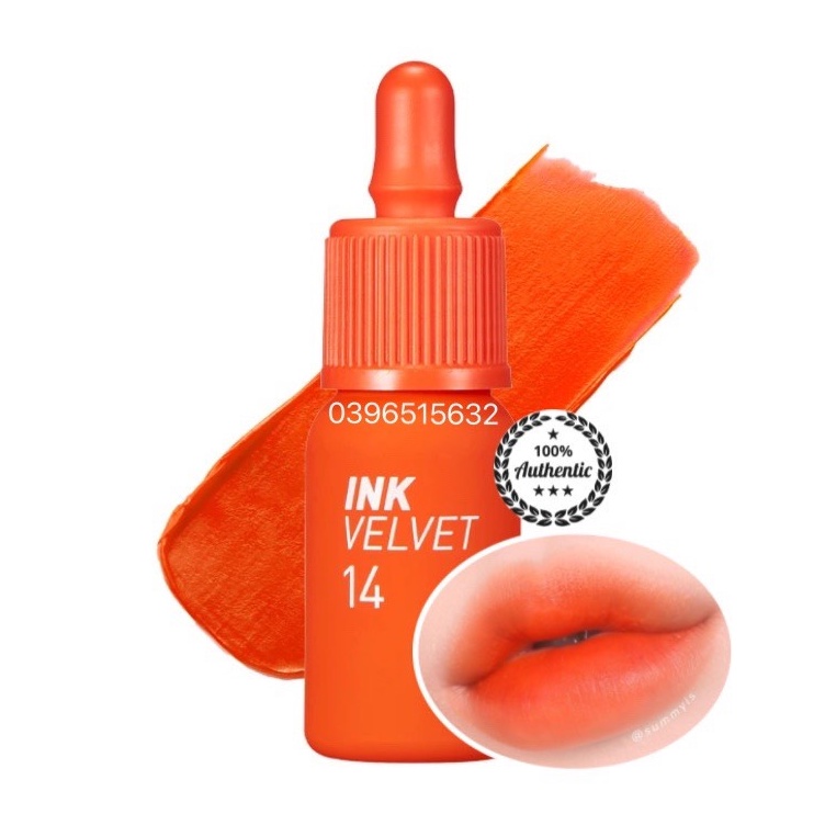 Son Kem Lì Peripera Ink Velvet Lip Tint 14 Cam Tươi