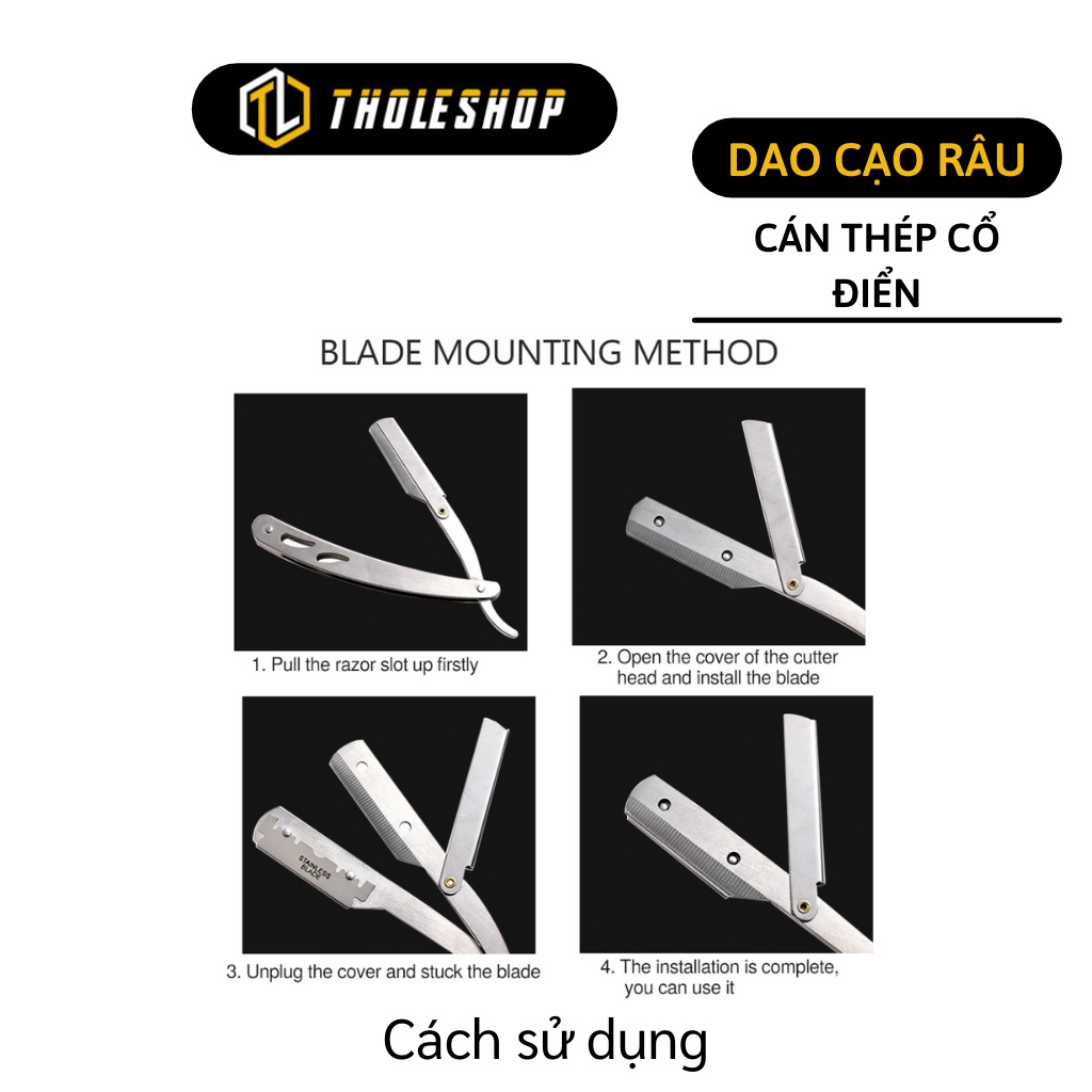 Dao Cạo Râu - Dụng Cụ Cạo Râu Cổ Điển Màu Vàng, Chuyên Dùng Dụng Cho BarberSHOP, Salon 7373
