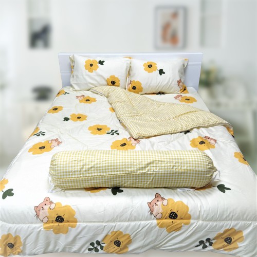 Bộ Chăn Ga Giường Accasa 03-05 Món Cotton Poly Lifestyle Cutie Hamster 550 Sợi Chống Phai Nhăn Xù Lông Malaysia