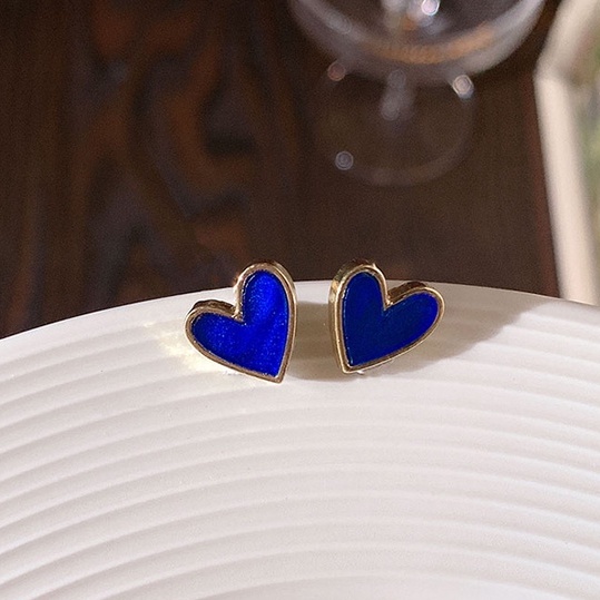 Khuyên Tai Lủng Lẳng Màu Xanh Dương Thiết Kế Tối Giản Phong Cách Hàn