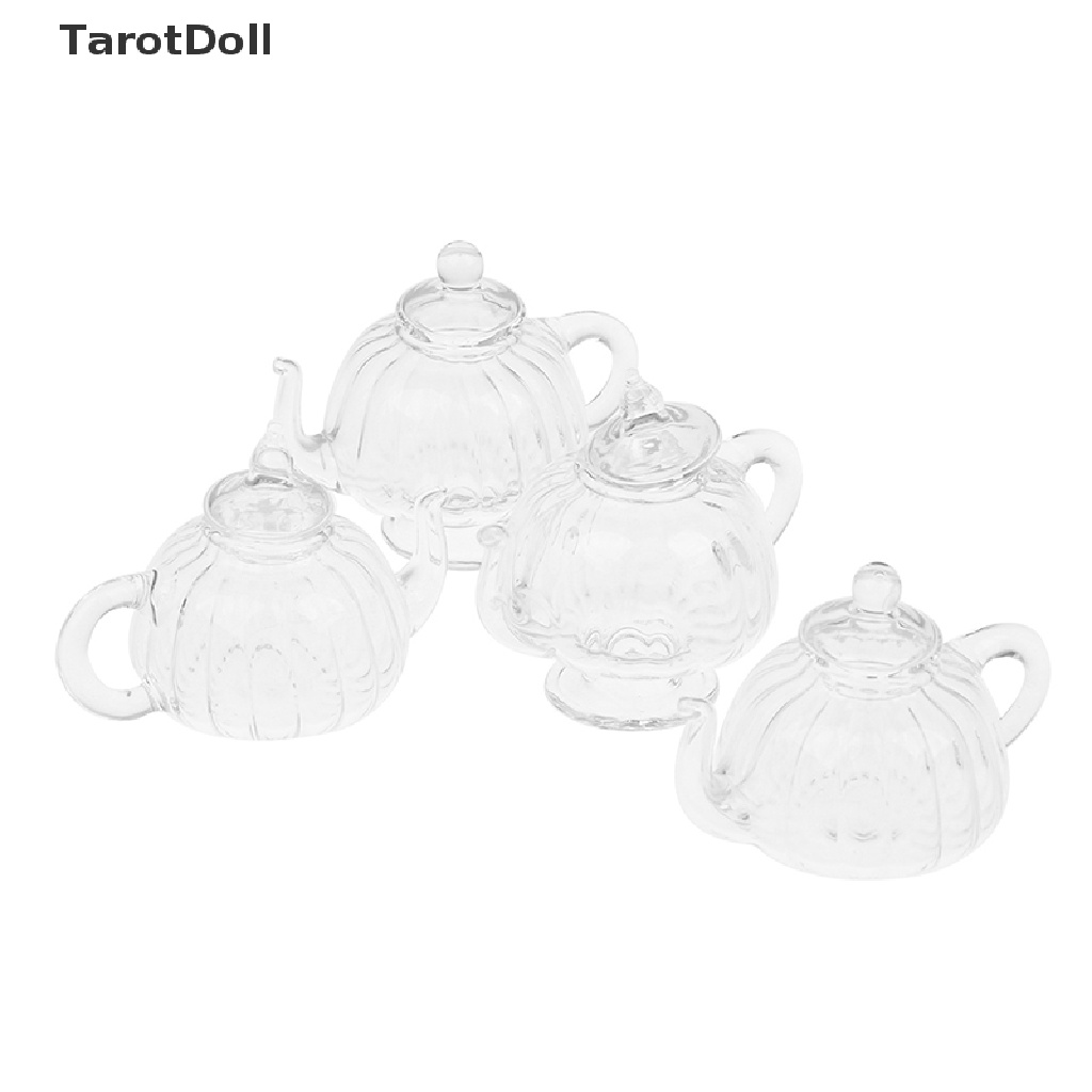 Bình Trà Thủy Tinh Mini Đế Phẳng Trang Trí Nhà Búp Bê Tỉ Lệ 1: 12