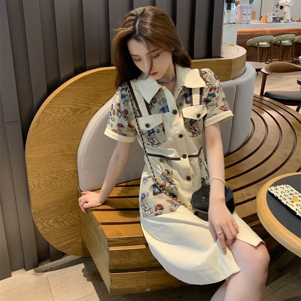 MUEL Original ~ Small Fragrant Style Dress Women's 2022 Summer New Foreign Style Age Reduction Leisure Polo Collar Dress