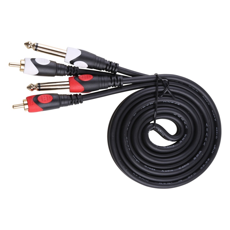 Cáp Chữ Y Nối Dài Chuyển Đổi Đầu Cắm RCA Kép Sang Hai Cổng Cắm RCA 6.35mm 1 / 4 &quot;(6.35mm) TS